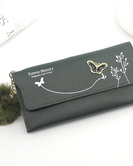 Ladies' Long Wallet With Butterfly Flowers And Simple Loose Change