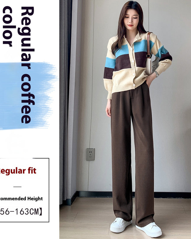 Female Autumn And Winter Loose Casual Woolen Straight-leg Pants