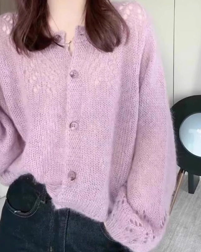 Long Sleeve Soft Glutinous Women's Clothing Gentle Dignified Hollow Sweater