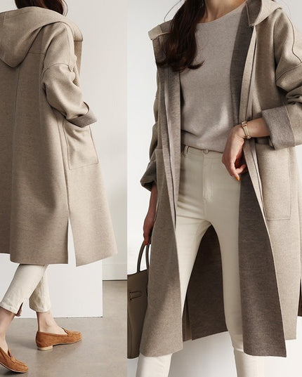 Loose Wool Women's Coat Hooded