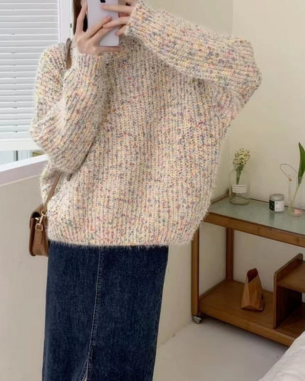 Autumn And Winter Rainbow Soft Glutinous Milk Top Gentle Colorful Point Loose Sweater