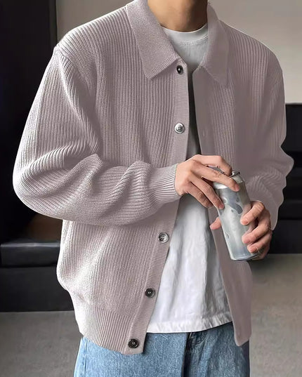 Fashion Solid Color Simple Men's Knitwear Cardigan Sweater Coat