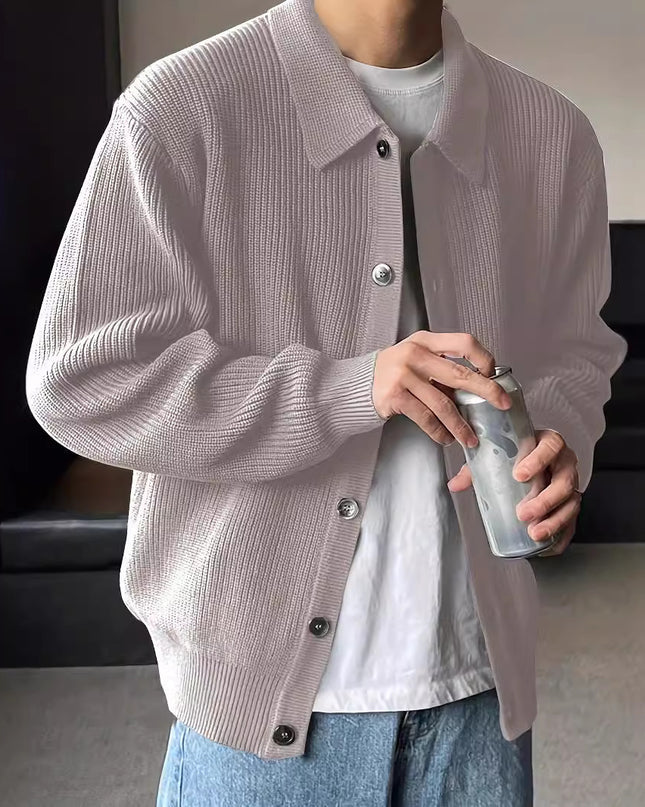 Fashion Solid Color Simple Men's Knitwear Cardigan Sweater Coat