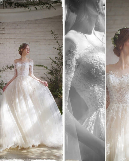 Wedding Dress Bride Lace Sleeves Dress