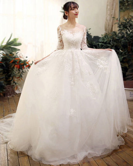 Wedding Dress Bride Lace Sleeves Dress