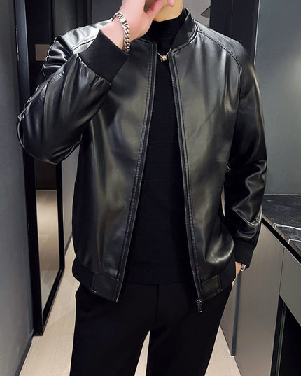 Men's Slim Fit Trendy Handsome Washed Leather Jacket