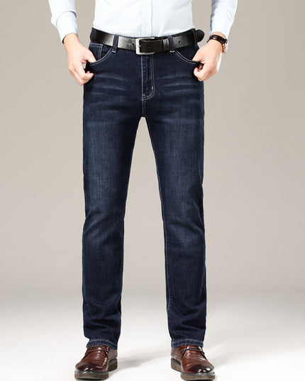 Men'S Straight Loose Elastic Slim Fit Business Casual Korean Style Trendy Plus Size Pants Men