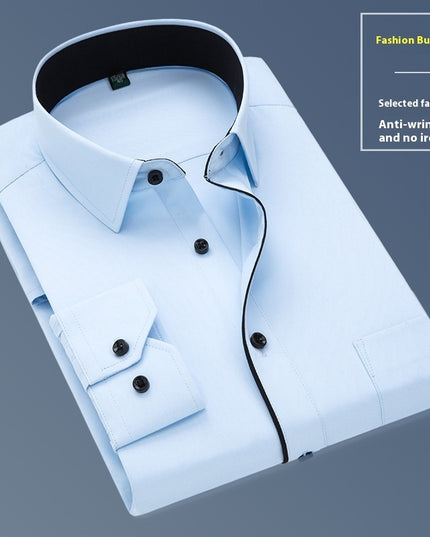 Long Sleeve Men's Business Pure Color Shirt