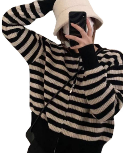 Women's Spring And Autumn Short Striped Knitted Bottoming Sweater