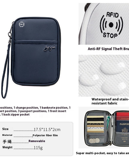 Travel Storage Travel Portable RFID Anti-theft Swiping Passport Case Document Package
