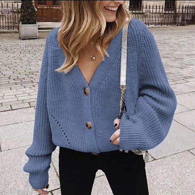 Casual Solid Color Buttons Knitwear Cardigan Sweater