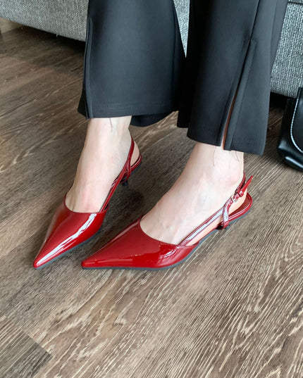 Closed Toe Sandals Women's Stiletto Heel Pointed Toe Low-cut Shoes