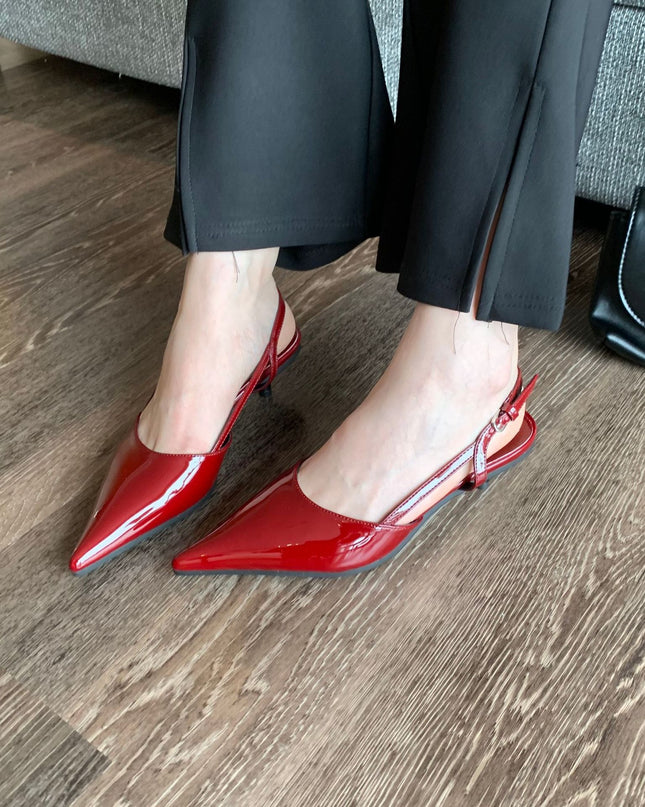 Closed Toe Sandals Women's Stiletto Heel Pointed Toe Low-cut Shoes
