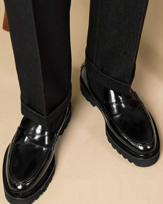 Handmade Slip-on Thick Bottom Increased By Business Casual Leather Shoes