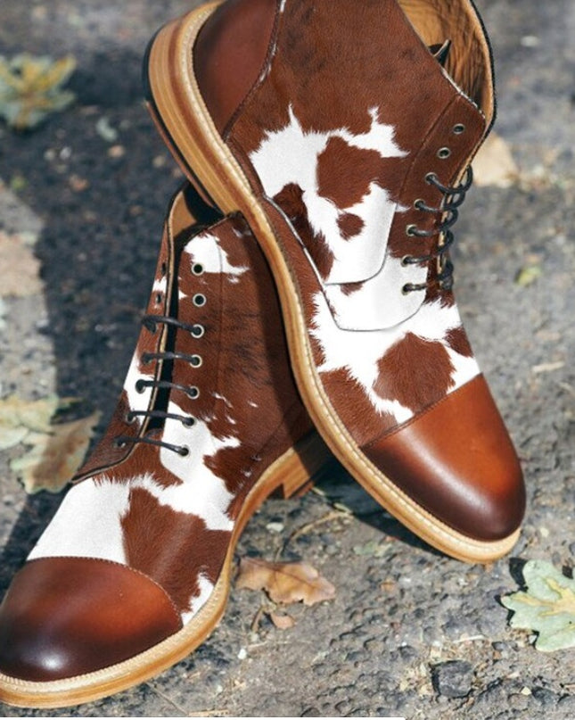 Spring Low Heel Front Lace Up Low Tube Martin Boots Men's Shoes