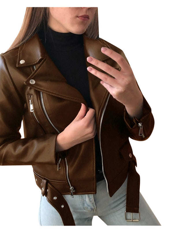 Skinny slim leather jacket motorcycle suit