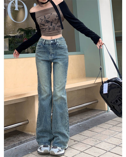 Retro Straight Jeans High Waist Wide Leg Trousers