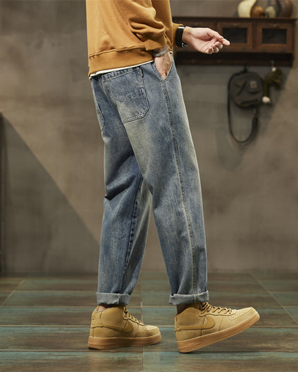 Retro Denim Pants Men's Straight Loose