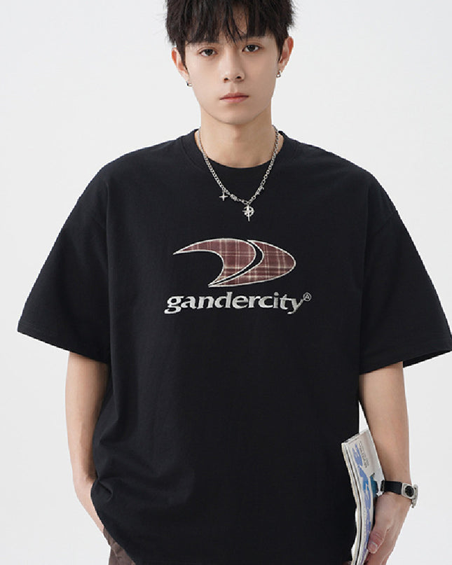 Retro Contrast Color Check Printed T-shirt For Men
