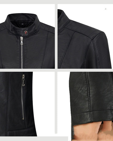 Women's Leather Jacket Locomotive Style Leather Coat Leather Jacket