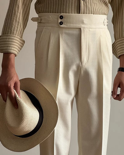 Waffle Straight Naples High Waist Suit Pants