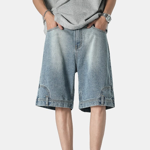 Loose Straight Bermuda Shorts Men's Blue