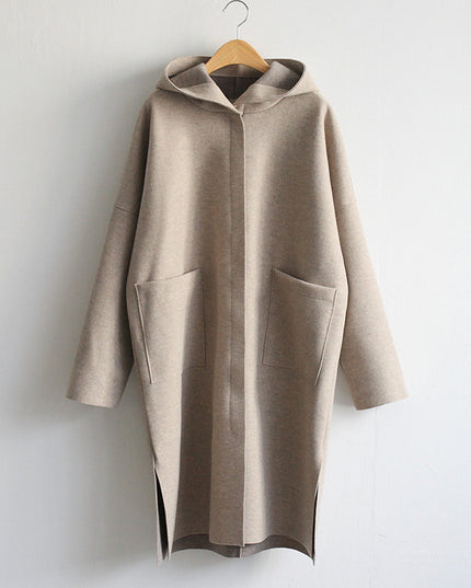Loose Wool Women's Coat Hooded