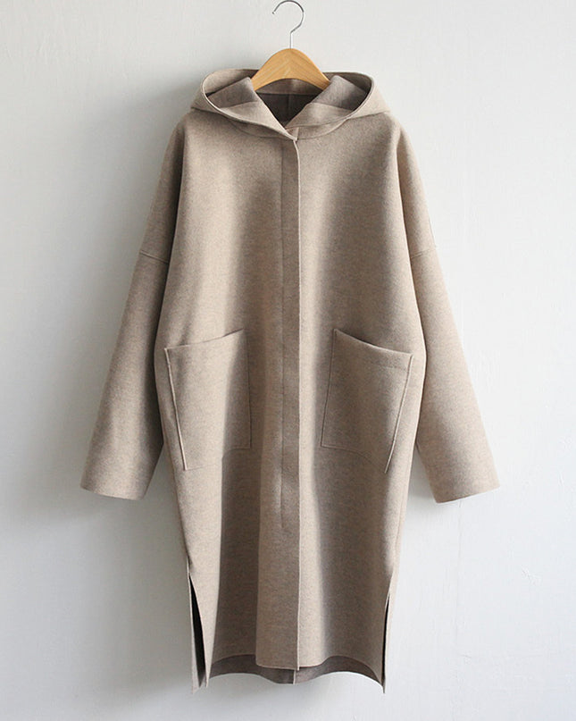 Loose Wool Women's Coat Hooded