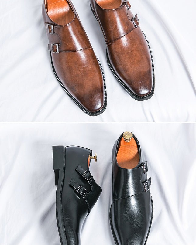 Business Formal Wear Leather Shoes Men's Casual Three Joint Pumps Mengke Buckle Office Wedding Shoes