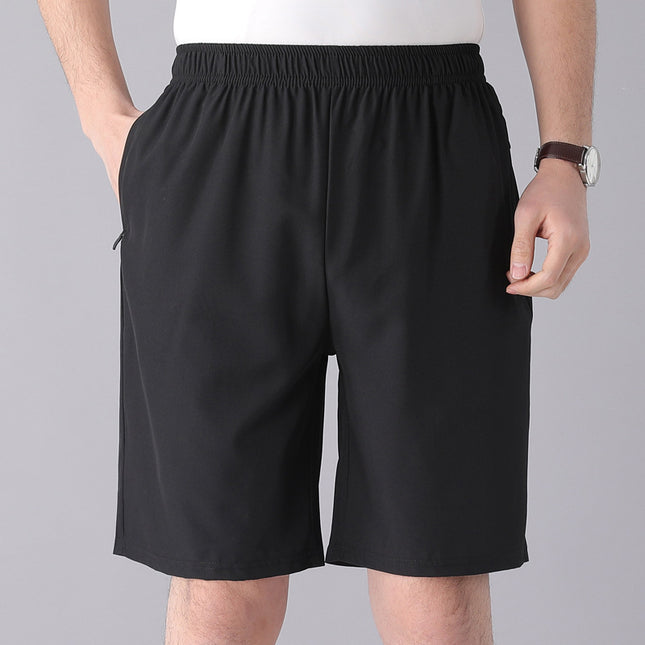 Solid Color Black Loose High Waist Comfort Breathable Middle-aged Breeches