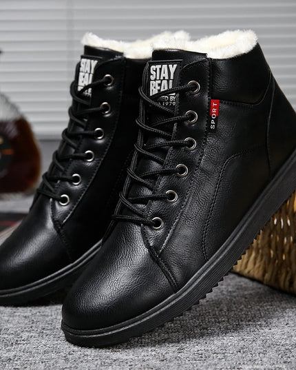 Men's cotton boots plus velvet warm mid-cut shoes men's Martin boots