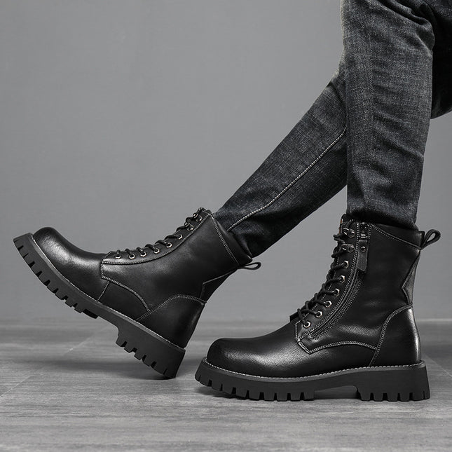 Worker Boot High Top British Style Thick Bottom Fleece-lined