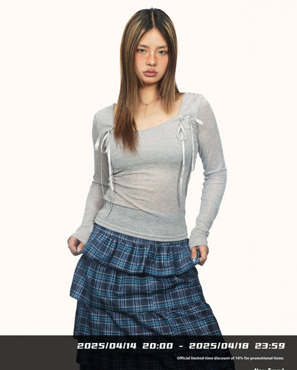 American Retro Diagonal Collar Long Sleeve