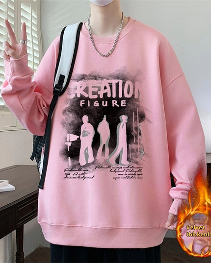 Autumn And Winter Brushed Hoody Pu Handsome Long Sleeve
