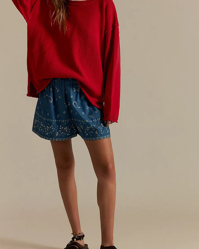 Women's Knitted Solid Color Round Neck Pullover Loose Sweater
