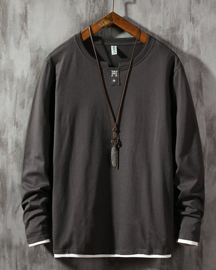 T-shirt Long-sleeved Men's Cotton Casual Round Neck Bottoming Shirt