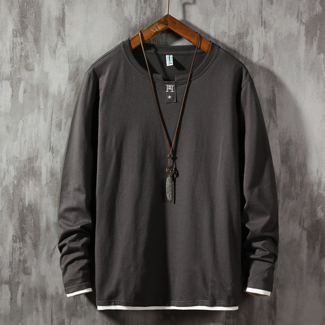 T-shirt Long-sleeved Men's Cotton Casual Round Neck Bottoming Shirt
