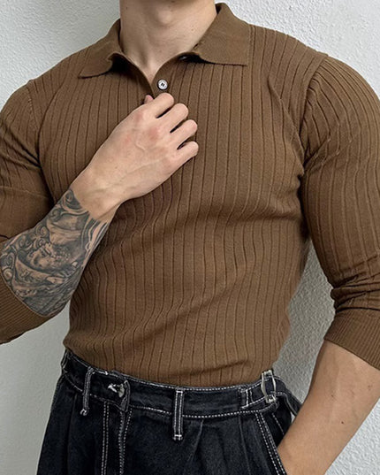 Slim-fit Long-sleeved Polo Shirt Retro Loose Half Zipper Sweater
