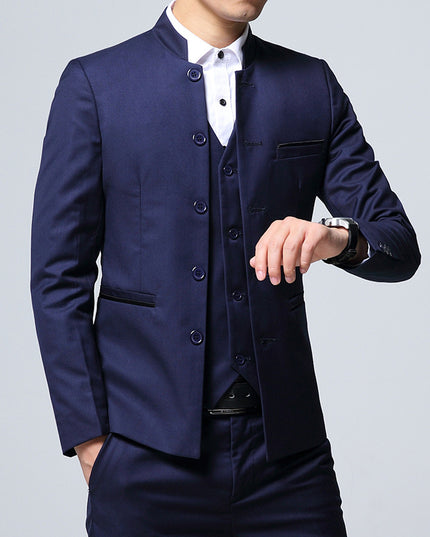 New Zhongshan Suit Men's Wedding Tuxedo Three-piece Suit