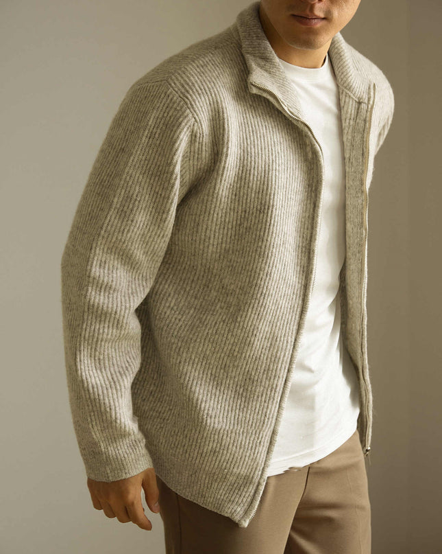 Knitted Zipper Jacket Loose Casual Turtleneck Men's Sweater