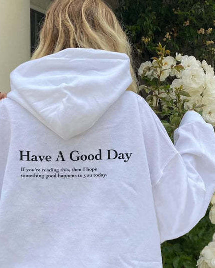 Letter Printing Versatile Casual Long Sleeve Pullover Loose Hooded