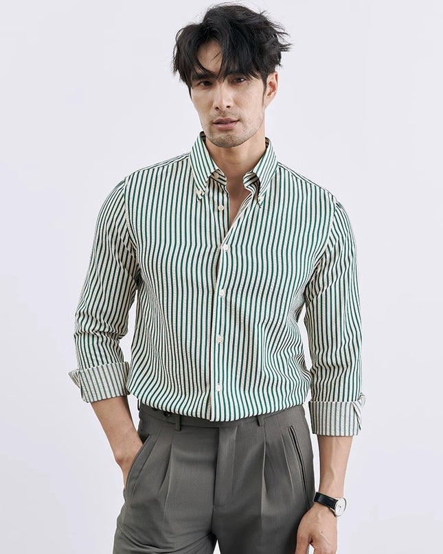 Men's Korean-style Vertical Stripes Trendy Pu Shuai Shirt Business Casual Shirt