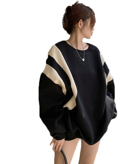 Stitching Contrast Color Design Ins Korean Style Sweater For Women