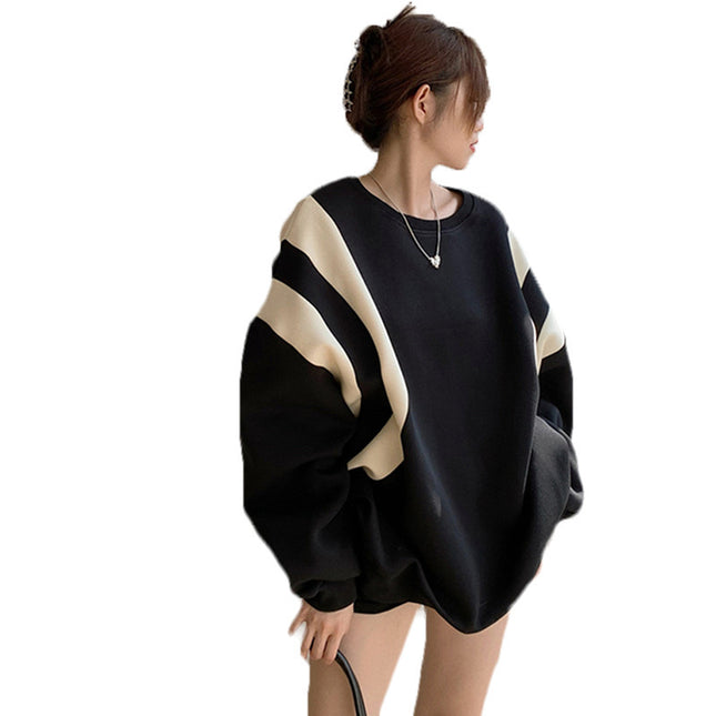 Stitching Contrast Color Design Ins Korean Style Sweater For Women