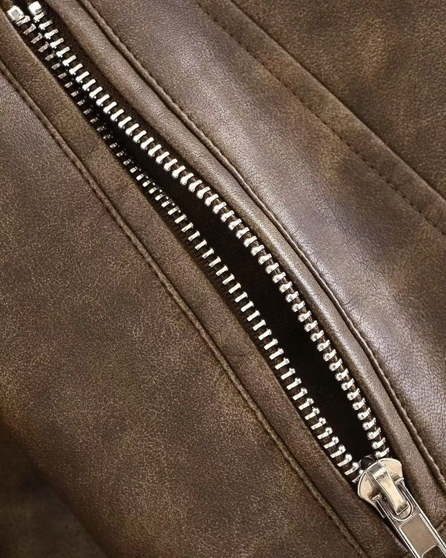 Women's Washable Gradient Leather Jacket