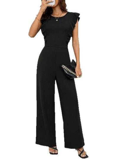 Women's High Waist Ruffles Wide Leg Jumpsuit