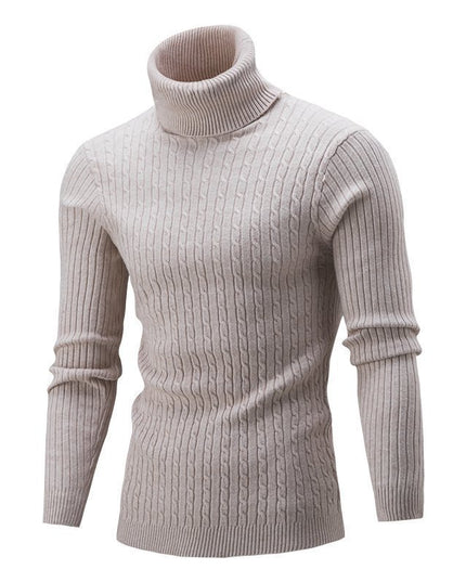 Men's Sweater Casual Retro Twisted Flower Turtleneck Knitting