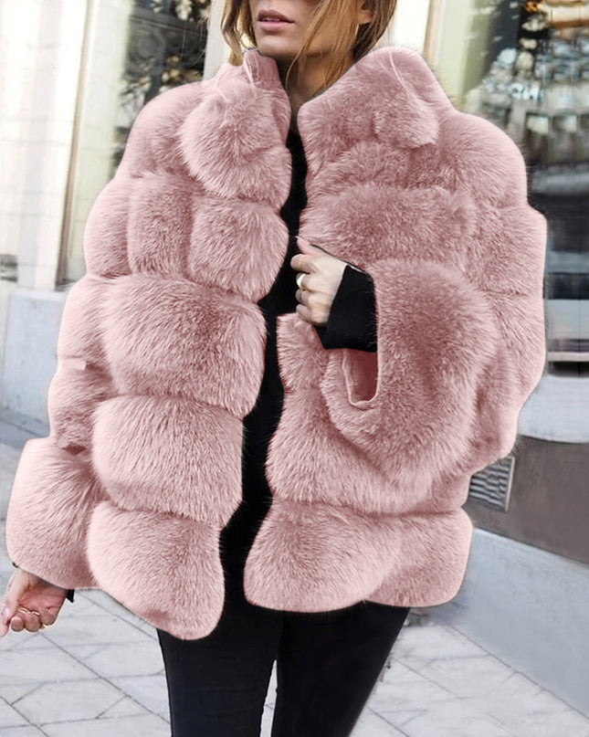 Faux fur stitching women's jacket