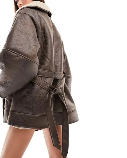 American Personality Fashion Double Breasted Mid-length Loose Women's Wear