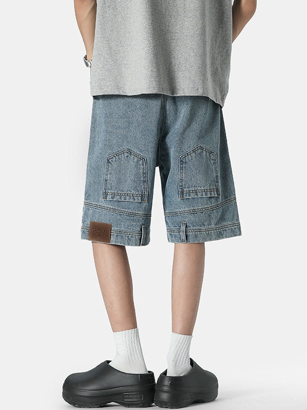 Loose Straight Bermuda Shorts Men's Blue